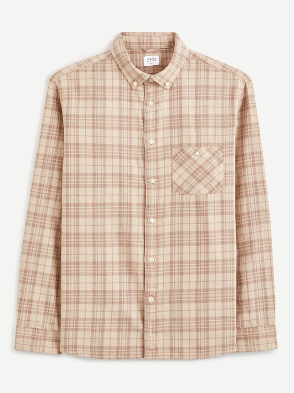Celio Бежова карирана фланелена риза Celio Canewto