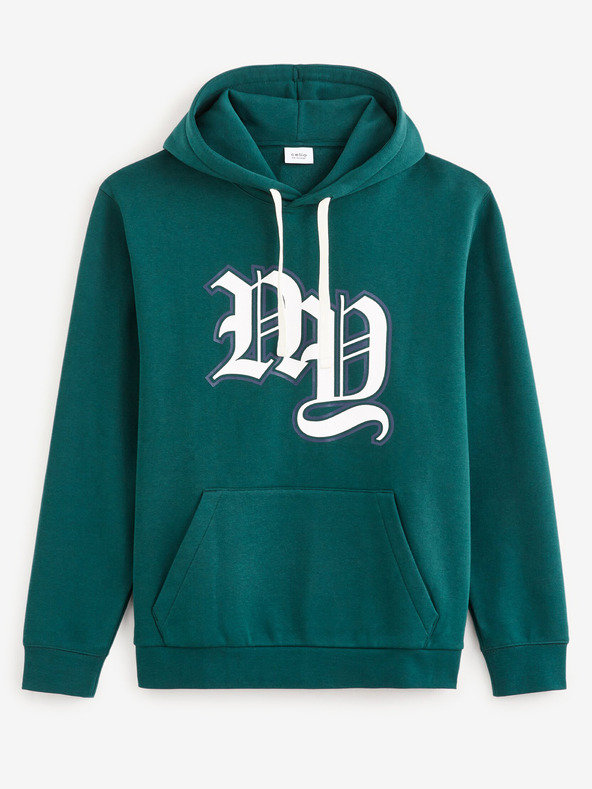 Celio Тъмнозлен мъжки суитшърт с качулка Celio Fecago