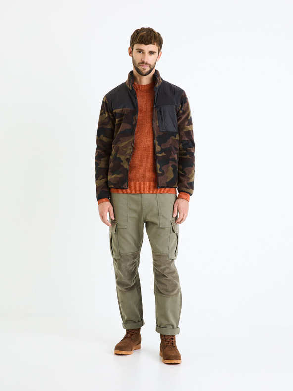 Celio Кафяв мъжки армейски суитчър с цип Celio Fecamo