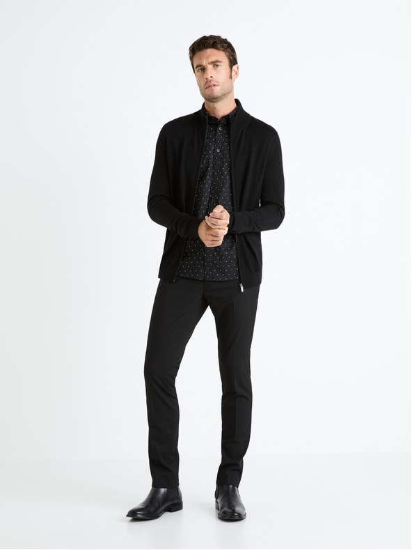 Celio Черна мъжка жилетка с цип от вълнена смес Celio Fecardinos