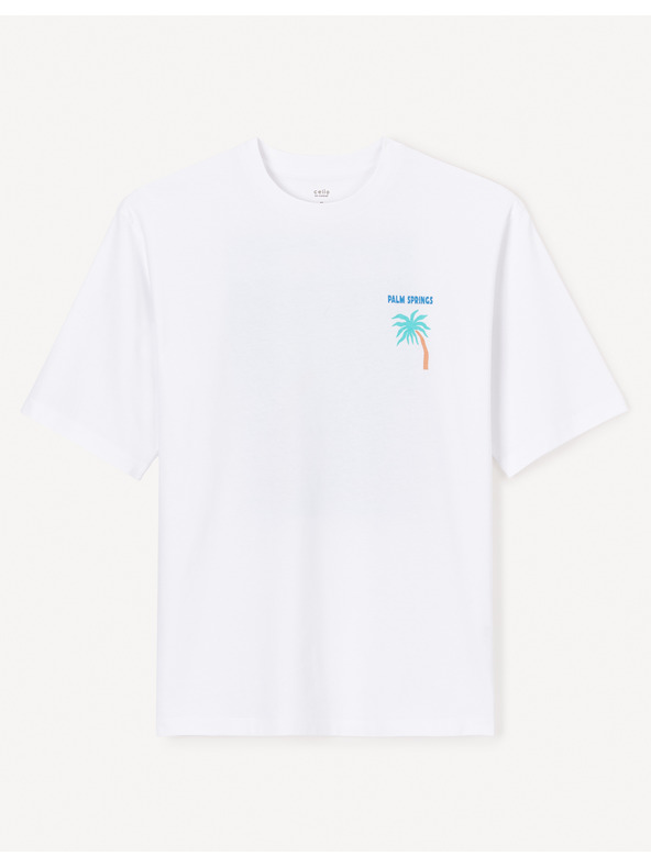 Celio Бяла мъжка тениска с голям размер Celio Jecalif