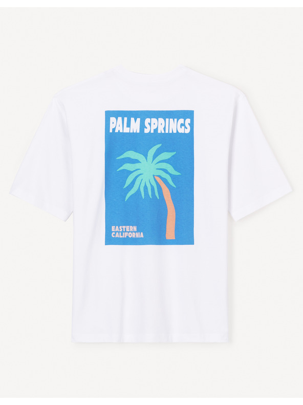 Celio Бяла мъжка тениска с голям размер Celio Jecalif