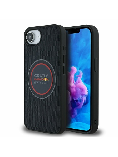 Oracle Red Bull Racing Red Bull PU кожен червен пръстен MagSafe заден калъф за iPhone 16e Navy