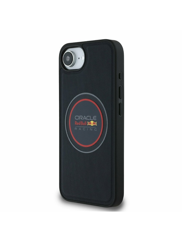Oracle Red Bull Racing Red Bull PU кожен червен пръстен MagSafe заден калъф за iPhone 16e Navy