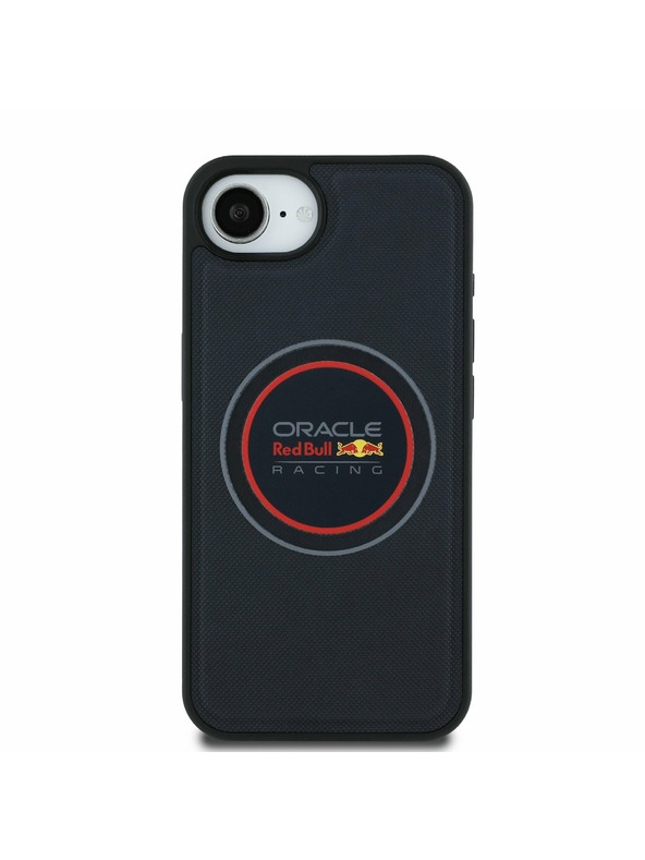 Oracle Red Bull Racing Red Bull PU кожен червен пръстен MagSafe заден калъф за iPhone 16e Navy