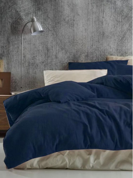 Kvalitex Френски муселинов спален комплект 240x220, 70x90cm тъмносин Kvalitex