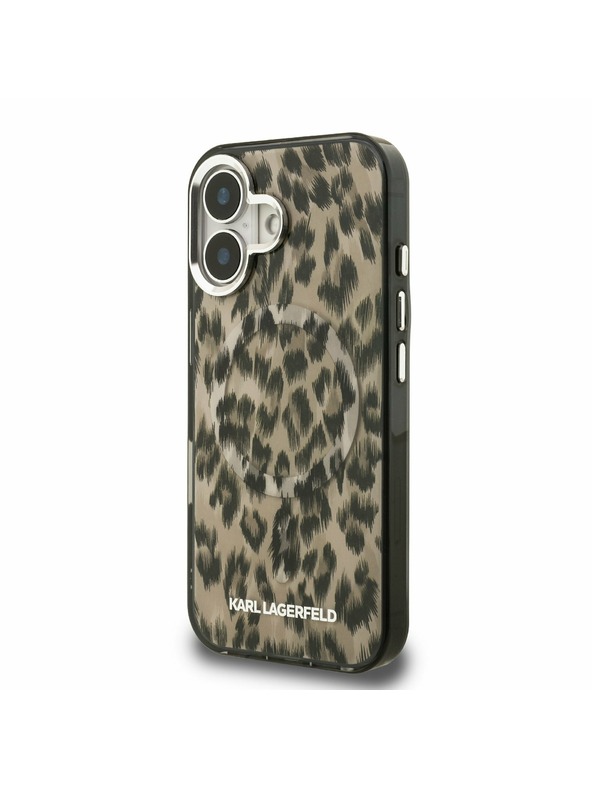 Karl Lagerfeld Karl Lagerfeld IML Leopard MagSafe Заден Кейс за iPhone 16 Кафяв