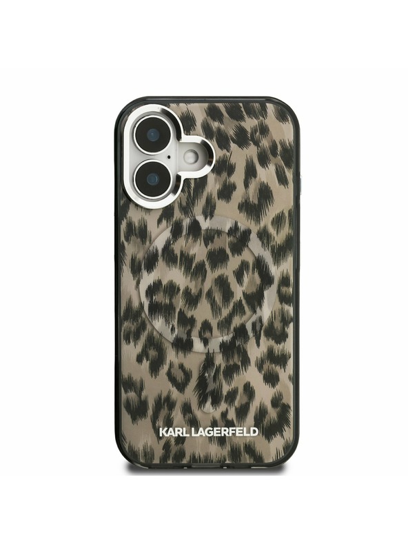 Karl Lagerfeld Karl Lagerfeld IML Leopard MagSafe Заден Кейс за iPhone 16 Кафяв