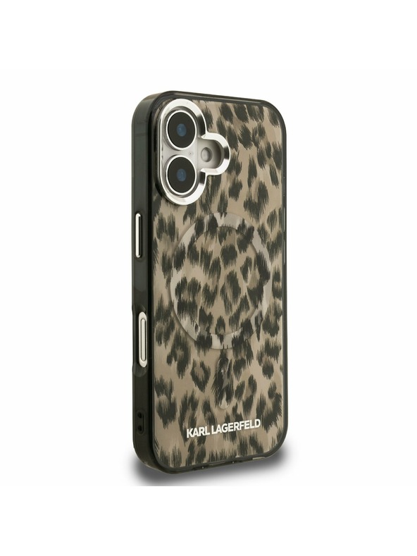 Karl Lagerfeld Karl Lagerfeld IML Leopard MagSafe Заден Кейс за iPhone 16 Кафяв