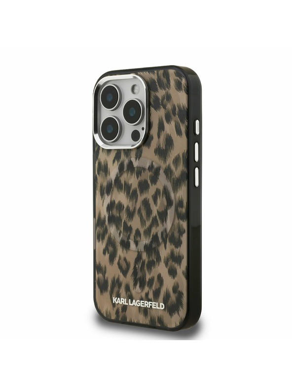 Karl Lagerfeld Karl Lagerfeld IML Leopard MagSafe Заден Кейс за iPhone 16 Pro Кафяв