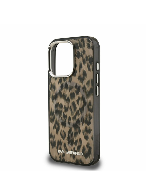Karl Lagerfeld Karl Lagerfeld IML Leopard MagSafe Заден Кейс за iPhone 16 Pro Кафяв