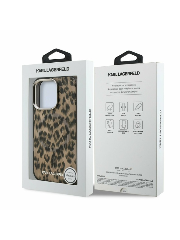 Karl Lagerfeld Karl Lagerfeld IML Leopard MagSafe Заден Кейс за iPhone 16 Pro Max Кафяв