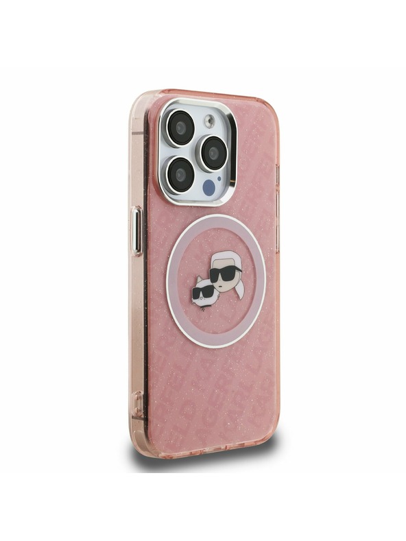 Karl Lagerfeld Karl Lagerfeld IML K&CH Heads Repeated Logo MagSafe Заден Кейс за iPhone 15 Pro Max Розов