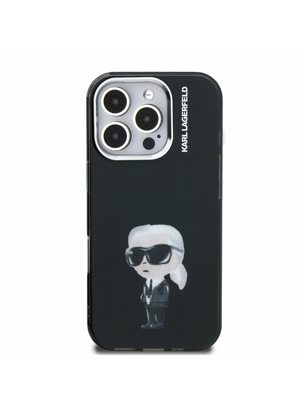 Karl Lagerfeld Karl Lagerfeld IML Aquarelle Karl Заден Кейс за iPhone 16 Pro Черен