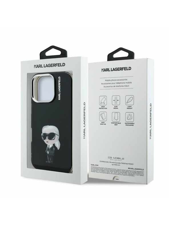 Karl Lagerfeld Karl Lagerfeld IML Aquarelle Karl Заден Кейс за iPhone 16 Pro Черен