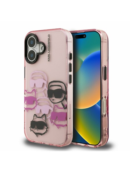 Karl Lagerfeld Karl Lagerfeld IML Multi K&CH Heads Заден Кейс за iPhone 16 Розов