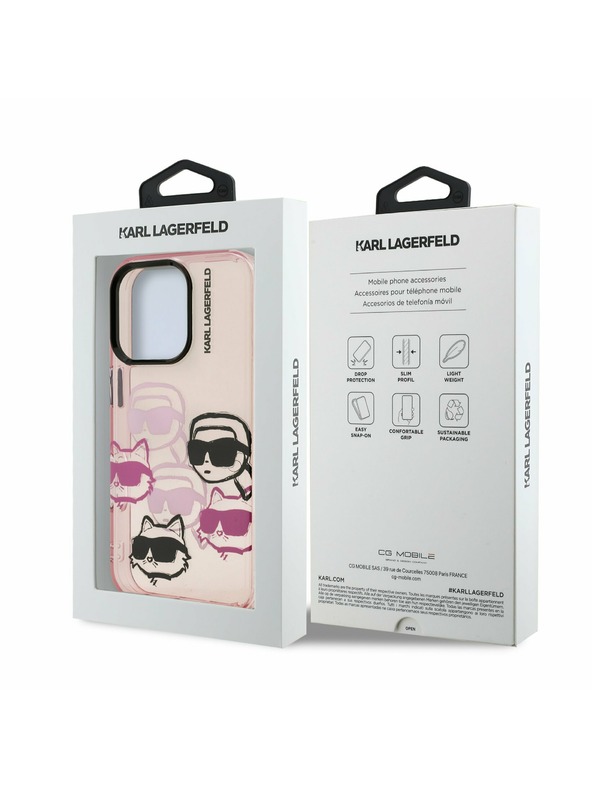 Karl Lagerfeld Karl Lagerfeld IML Multi K&CH Heads Заден Кейс за iPhone 16 Pro Розов