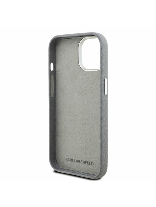 Karl Lagerfeld Karl Lagerfeld Grained PU K&CH Heads Заден Калъф за iPhone 15 Grey