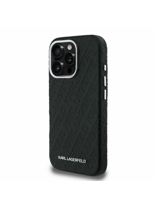 Karl Lagerfeld Karl Lagerfeld Grained PU Repeated Logo MagSafe Заден Калъф за iPhone 16 Pro Max Black