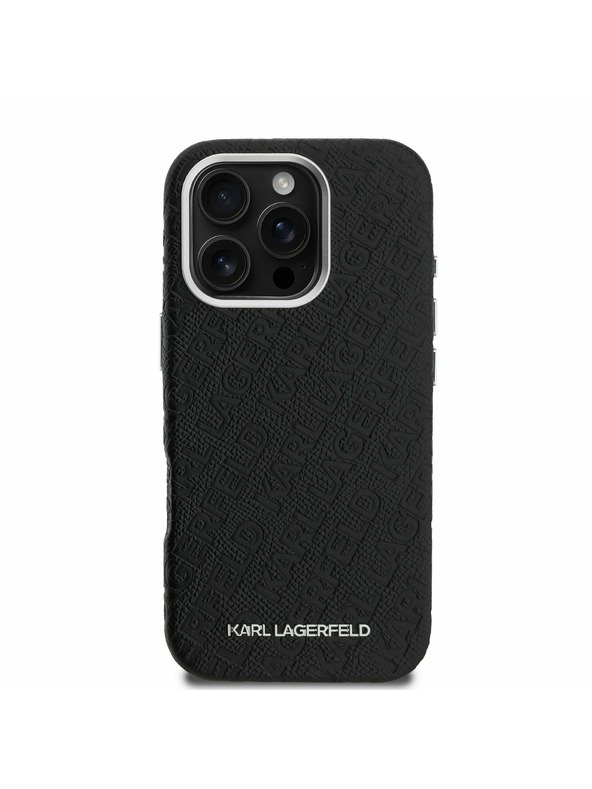 Karl Lagerfeld Karl Lagerfeld Grained PU Repeated Logo MagSafe Заден Калъф за iPhone 16 Pro Max Black