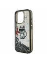 Karl Lagerfeld Karl Lagerfeld Liquid Glitter Scattered Choupette Заден Калъф за iPhone 16 Pro Black