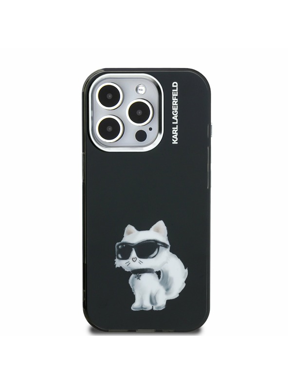 Karl Lagerfeld Karl Lagerfeld IML Aquarelle Choupette Заден Калъф за iPhone 15 Pro Max Black