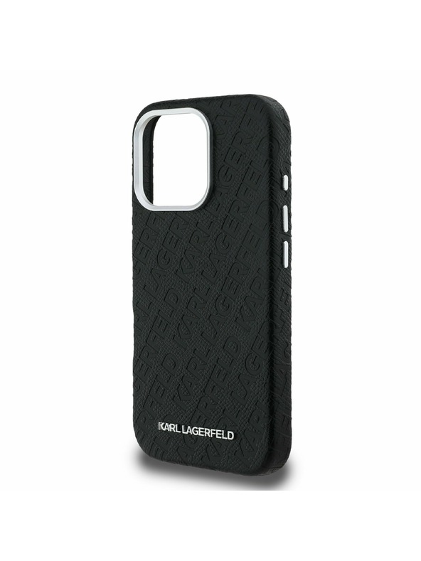 Karl Lagerfeld Karl Lagerfeld Grained PU Repeated Logo MagSafe Заден Калъф за iPhone 16 Pro Black