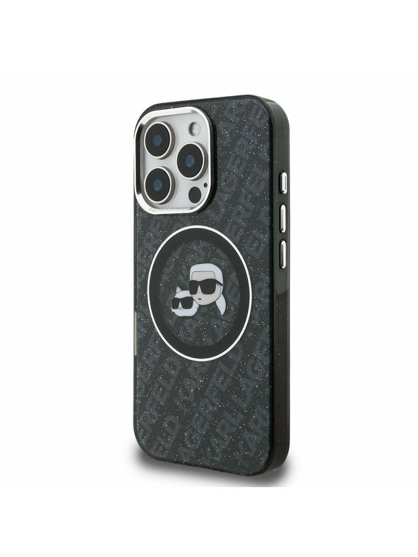 Karl Lagerfeld Karl Lagerfeld IML K&CH Heads Repeated Logo MagSafe Заден Калъф за iPhone 16 Pro Max Black