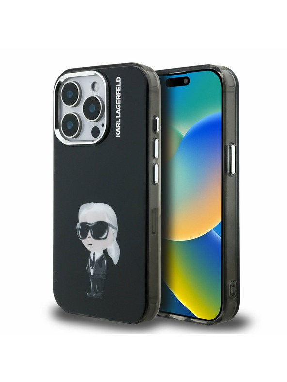 Karl Lagerfeld Karl Lagerfeld IML Aquarelle Karl Заден Калъф за iPhone 15 Pro Black