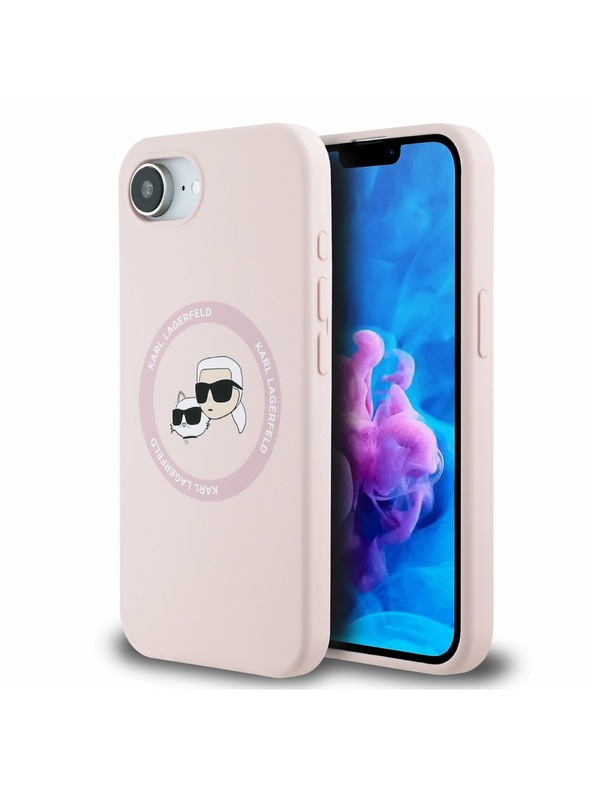 Karl Lagerfeld Karl Lagerfeld Liquid Silicone K&CH Heads MagSafe Заден Калъф за iPhone 16e Pink