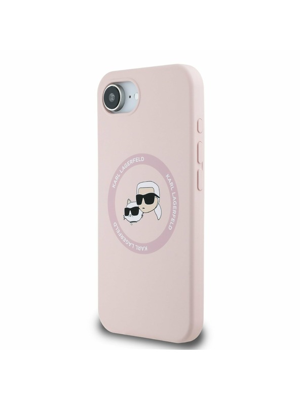 Karl Lagerfeld Karl Lagerfeld Liquid Silicone K&CH Heads MagSafe Заден Калъф за iPhone 16e Pink