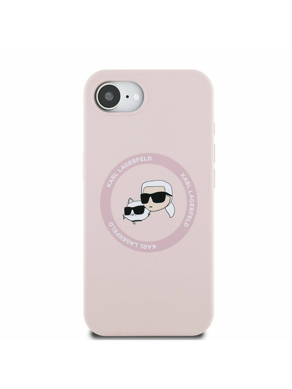 Karl Lagerfeld Karl Lagerfeld Liquid Silicone K&CH Heads MagSafe Заден Калъф за iPhone 16e Pink