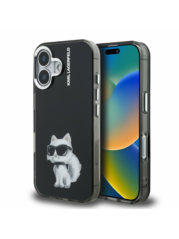 Karl Lagerfeld Karl Lagerfeld IML Aquarelle Choupette Заден Калъф за iPhone 16 Black