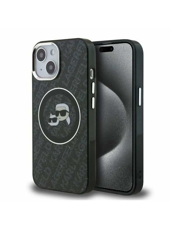 Karl Lagerfeld Karl Lagerfeld IML K&CH Heads Repeated Logo MagSafe Заден Калъф за iPhone 15 Black