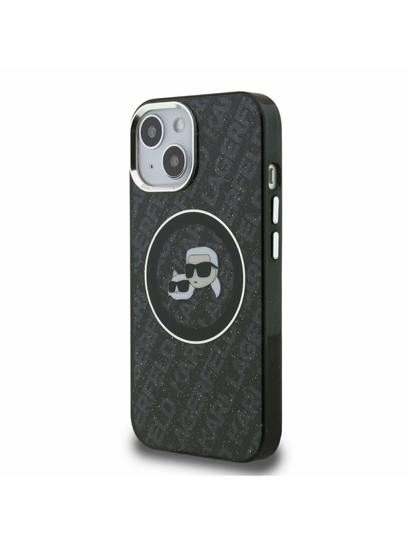Karl Lagerfeld Karl Lagerfeld IML K&CH Heads Repeated Logo MagSafe Заден Калъф за iPhone 15 Black