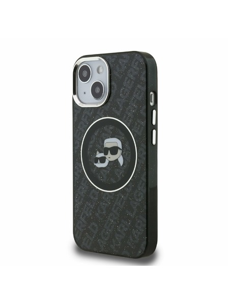 Karl Lagerfeld Karl Lagerfeld IML K&CH Heads Repeated Logo MagSafe Заден Калъф за iPhone 15 Black