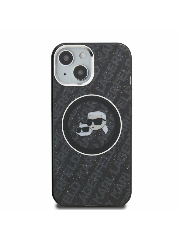 Karl Lagerfeld Karl Lagerfeld IML K&CH Heads Repeated Logo MagSafe Заден Калъф за iPhone 15 Black