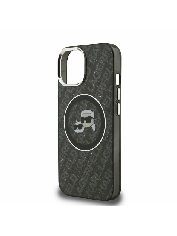 Karl Lagerfeld Karl Lagerfeld IML K&CH Heads Repeated Logo MagSafe Заден Калъф за iPhone 15 Black