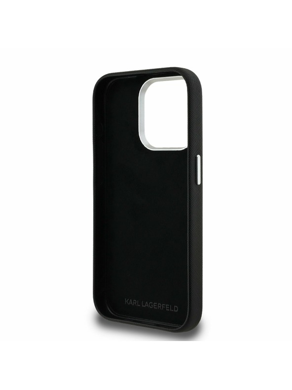 Karl Lagerfeld Karl Lagerfeld Grained PU K&CH Heads Заден Калъф за iPhone 15 Pro Max Black