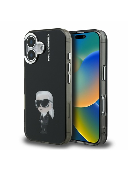 Karl Lagerfeld Karl Lagerfeld IML Aquarelle Karl Заден Калъф за iPhone 16 Black