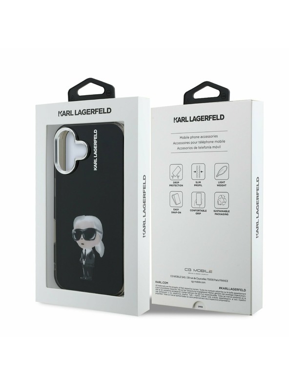 Karl Lagerfeld Karl Lagerfeld IML Aquarelle Karl Заден Калъф за iPhone 16 Black