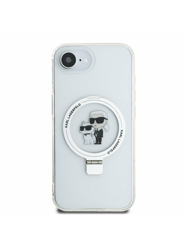 Karl Lagerfeld Karl Lagerfeld Ringstand Karl and Choupette MagSafe Заден Калъф за iPhone 16e White