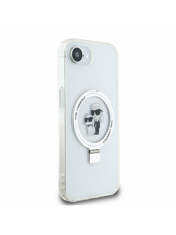 Karl Lagerfeld Karl Lagerfeld Ringstand Karl and Choupette MagSafe Заден Калъф за iPhone 16e White