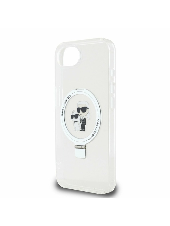 Karl Lagerfeld Karl Lagerfeld Ringstand Karl and Choupette MagSafe Заден Калъф за iPhone 16e White