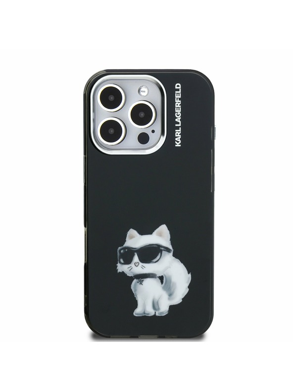 Karl Lagerfeld Karl Lagerfeld IML Aquarelle Choupette Заден Калъф за iPhone 16 Pro Max Black