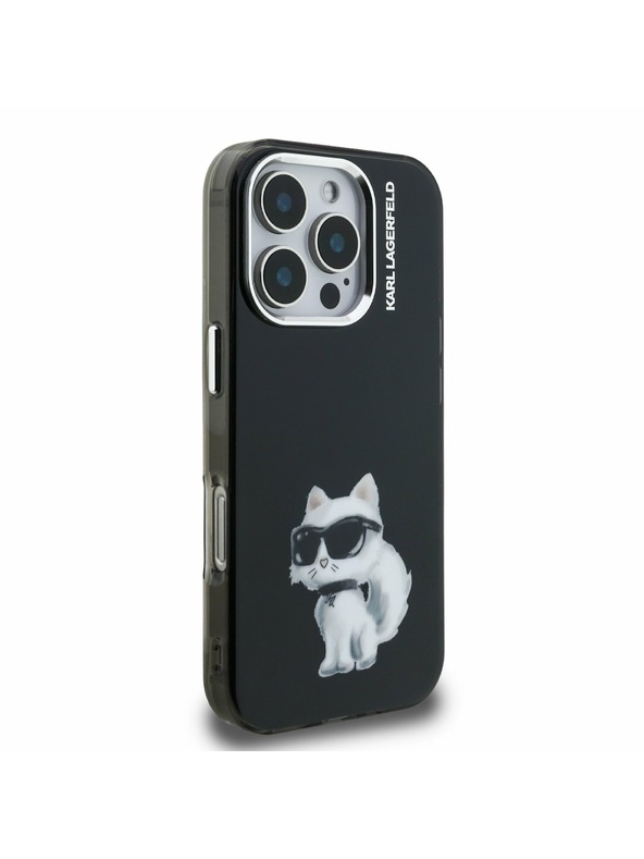 Karl Lagerfeld Karl Lagerfeld IML Aquarelle Choupette Заден Калъф за iPhone 16 Pro Max Black