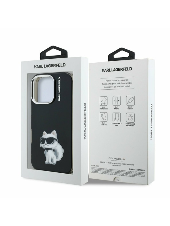Karl Lagerfeld Karl Lagerfeld IML Aquarelle Choupette Заден Калъф за iPhone 16 Pro Max Black
