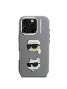 Karl Lagerfeld Karl Lagerfeld Grained PU K&CH Heads Заден Калъф за iPhone 16 Pro Grey
