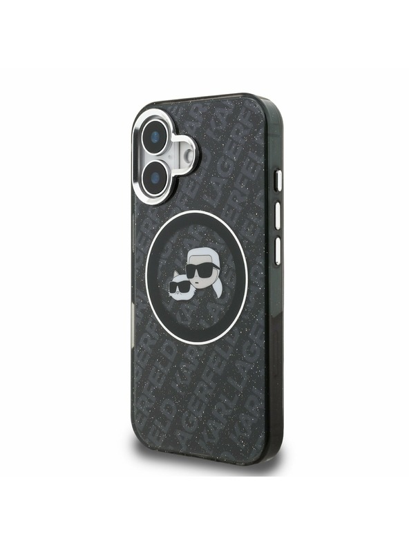 Karl Lagerfeld Karl Lagerfeld IML K&CH Heads Repeated Logo MagSafe Заден Калъф за iPhone 16 Black