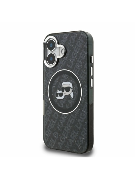 Karl Lagerfeld Karl Lagerfeld IML K&CH Heads Repeated Logo MagSafe Заден Калъф за iPhone 16 Black